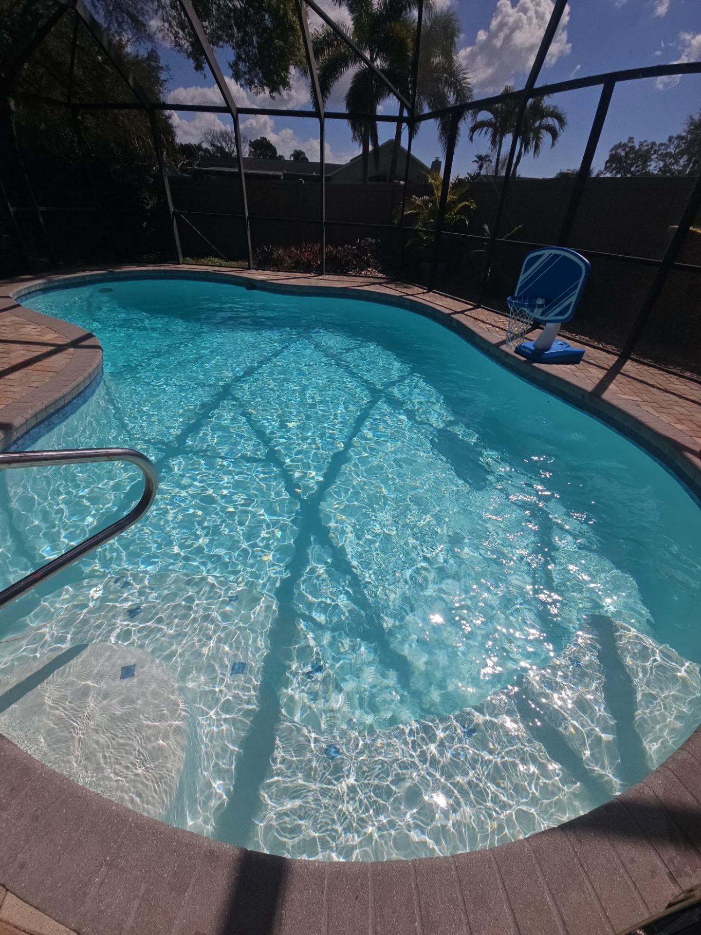Screened lanai pool serviced by Clear Waters